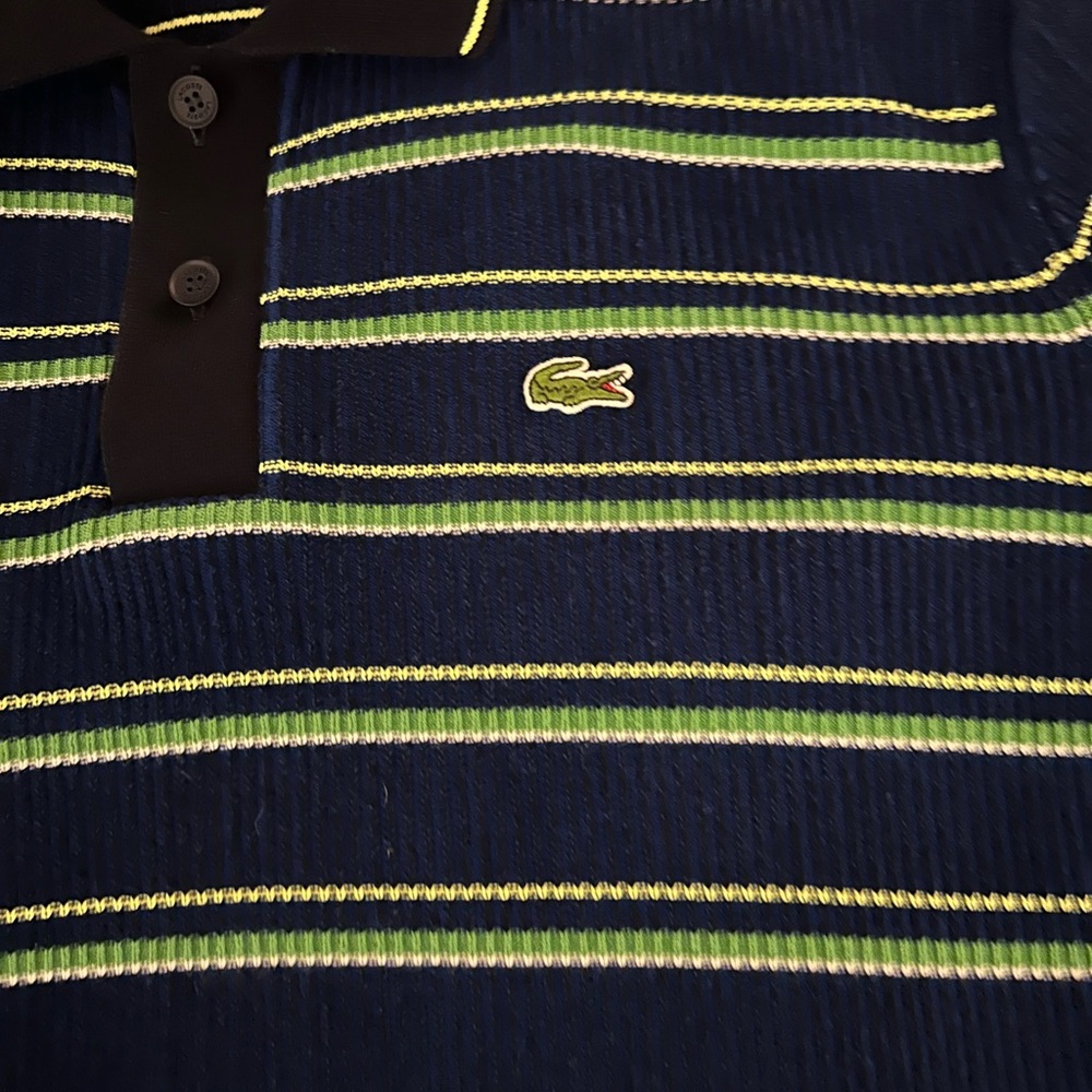 MENS LACOSTE BLUE STRIPED SWEATER XXL